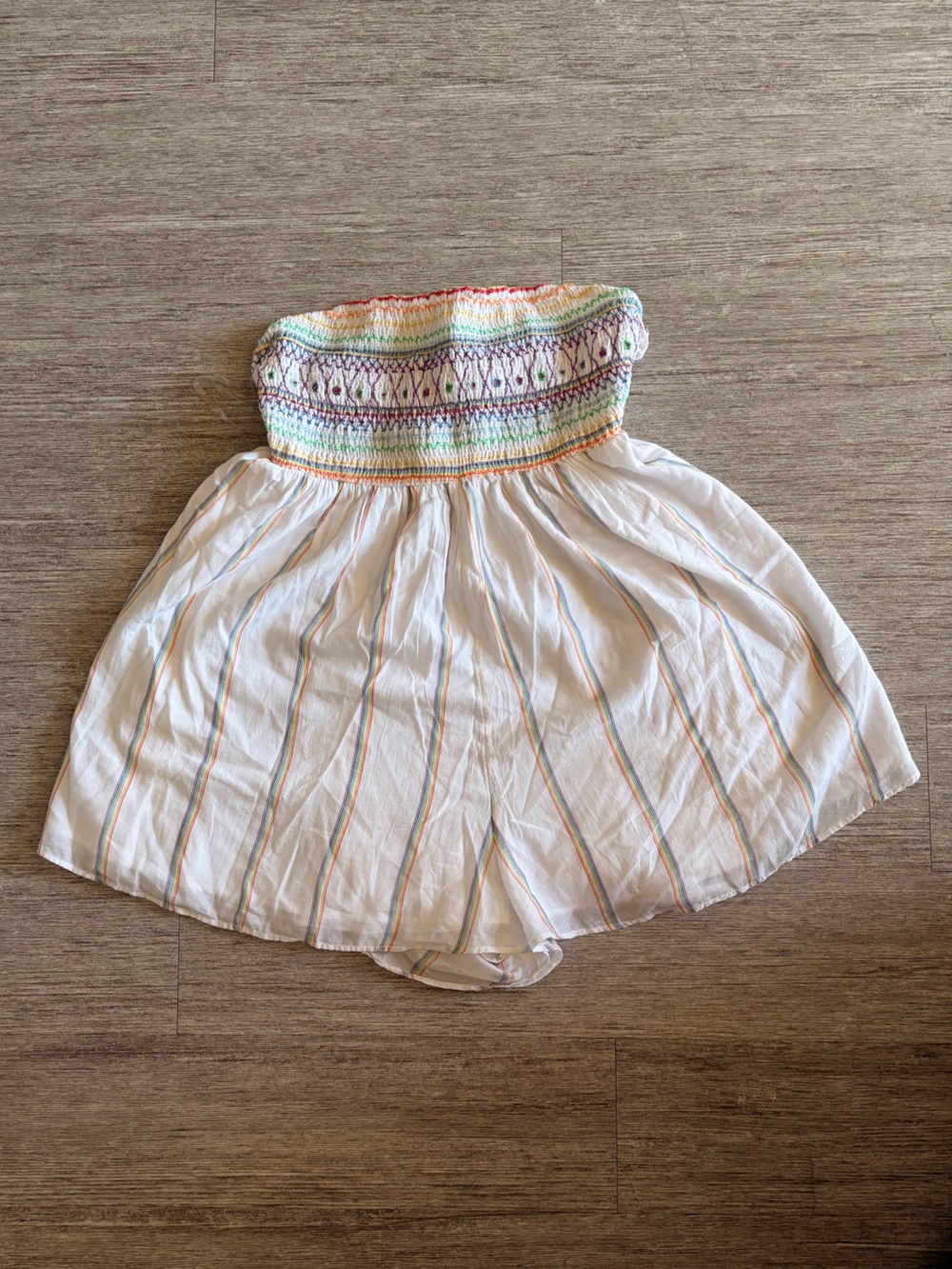 Striped White Rainbow Pride Women's Tie Back Romper